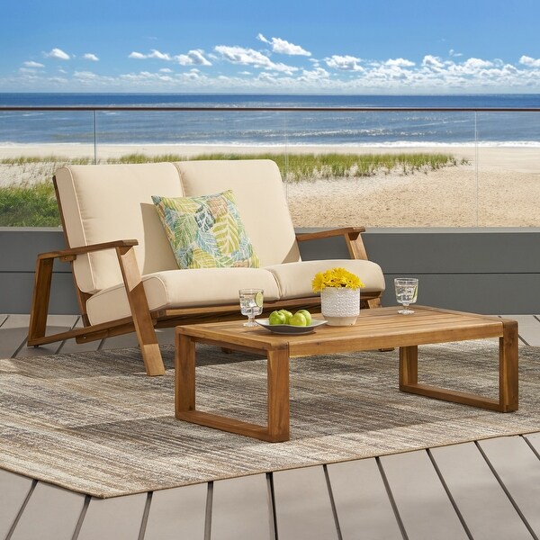 Paloma Acacia Wood Outdoor Loveseat Set by Christopher Knight Home