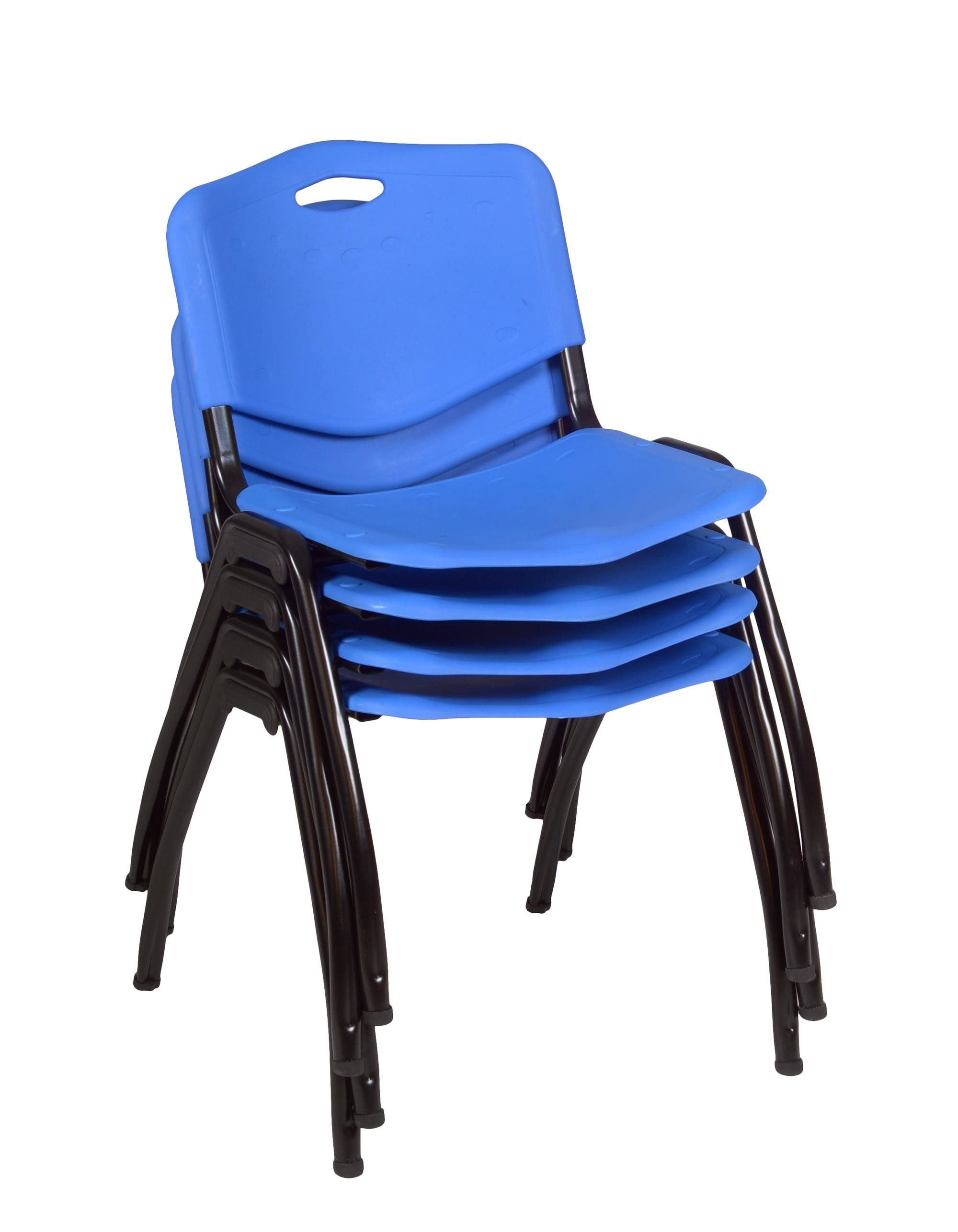 Regency Cain 84x22 x 24x22 Training Table- Mahogany u0026 3 &M& Stack Chairs- Blue