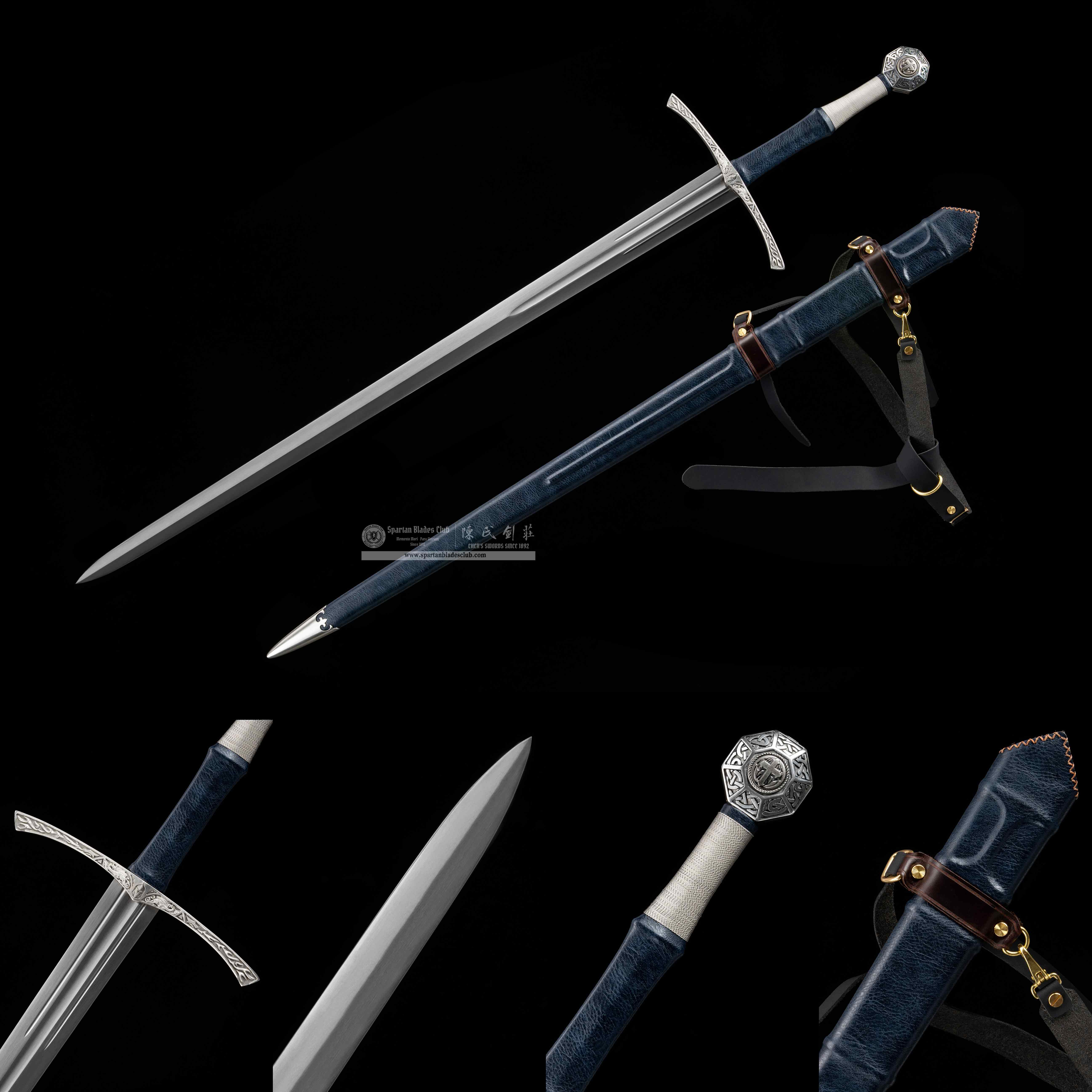HJ02 | Crimson Oath Longsword | European Sword | Medieval Two-Handed Longsword | Spring Steel | Blue | Battle-Ready | Full-Tang | Spartan Blades Club (陳氏劍莊 CHEN’S SWORDS 1892) - Spartan Blades Club - 陳氏劍莊1892