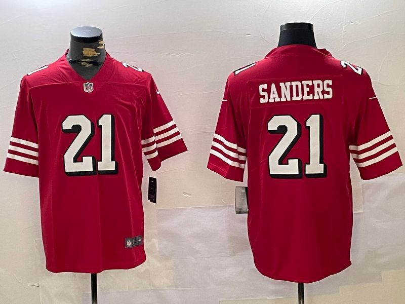 Men's San Francisco 49ers Deion Sanders #21 Red Game Player Jersey