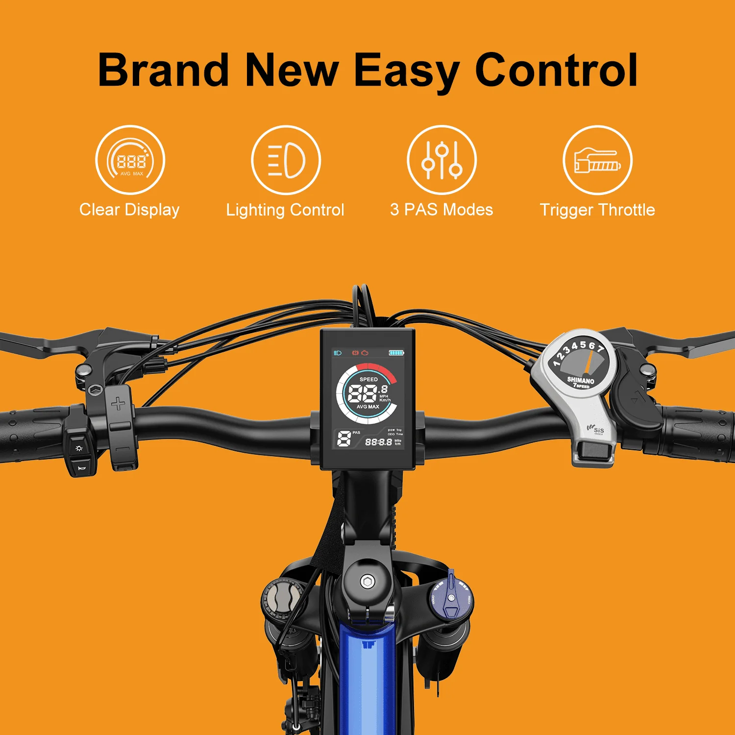 Jasion Electric Mountain Bike for Adults - 26 inch Tires, 350W Brushless Motor, 40-Mile Commuting Range, Front Fork Suspension, Blue