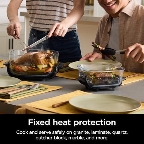 5-in-1 Glass Air Fryer | 450°F, Nontoxic, 4QT & 6-Cup Containers & Lids | Microwave, Freezer, Dishwasher Safe | Air Fry, Bake, Recrisp, Keep Warm | Brit. Racing Green