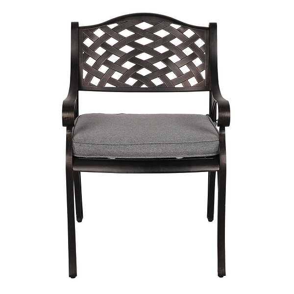 Patio Aluminum 3Piece Bistro set Cushioned Armchair and Table with Umbrella Hole