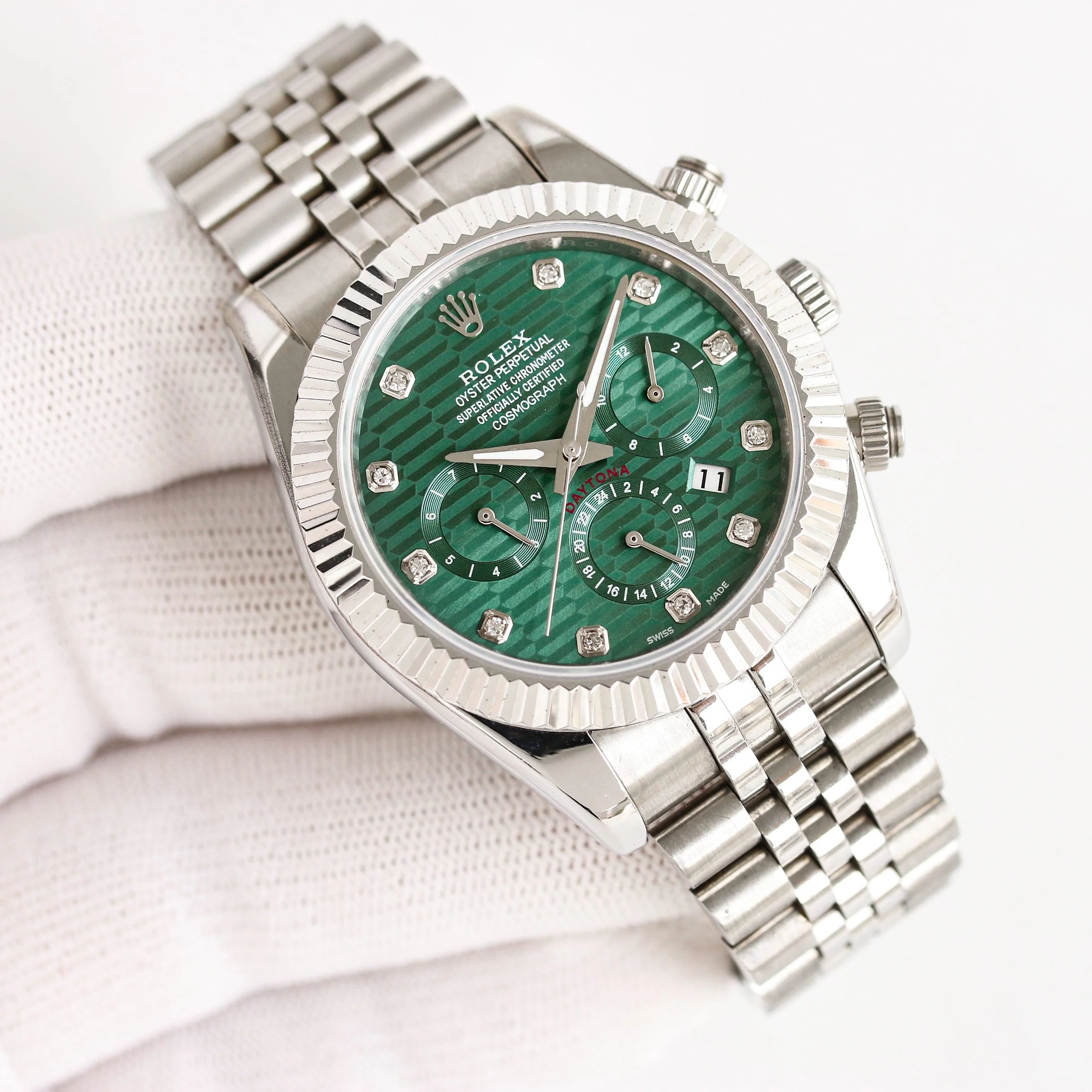 Rolex Daytona 41mm Silver Green Blue