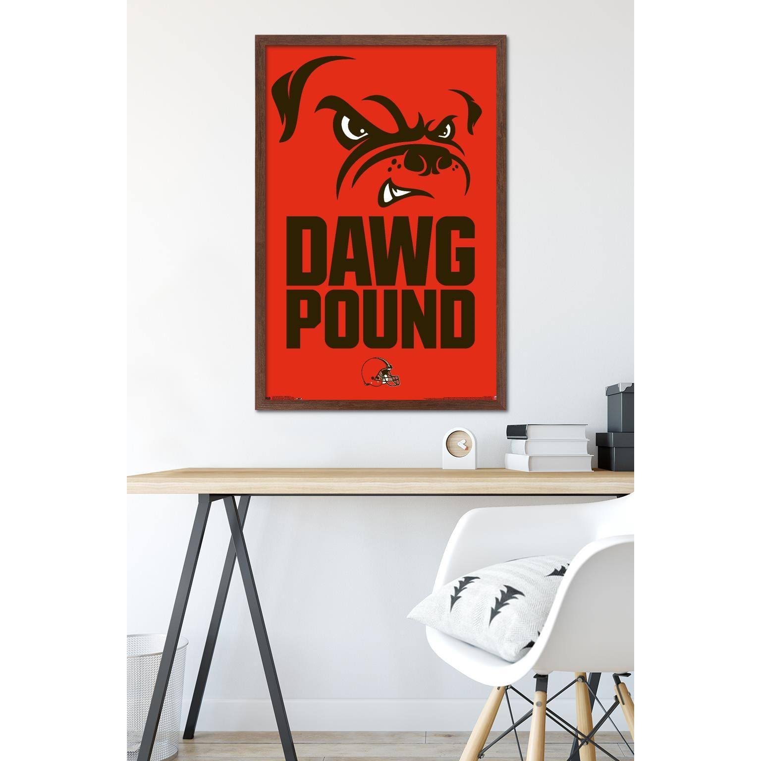 Trends International NFL Cleveland Browns - Dog Pound 15 Framed Wall Poster Prints Mahogany Framed Version 22.375x22 x 34x22