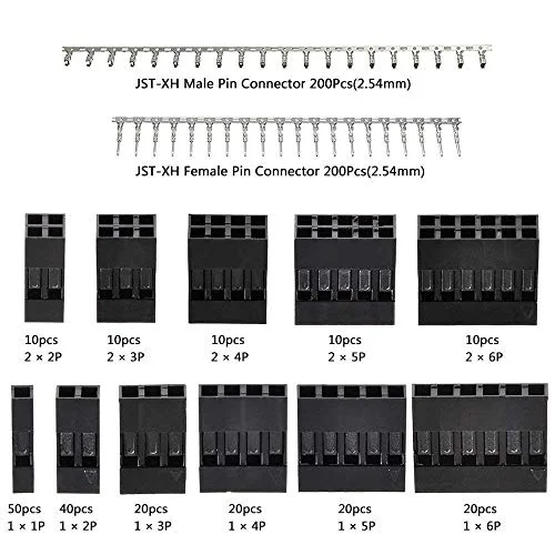 WOWOONE 620pcs 2.54mm Pitch 1/2/3/4/5/6 Pin JST SM Housing Dupont Connector Kit and 2.54 mm JST XH Male/Female Crimp Pins Adaptor Assortment Kit