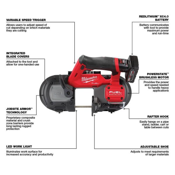 2529-21XC-2457-20 M12 FUEL 12V Lithium-Ion Cordless Compact Band Saw XC Kit with 3/8 in. Ratchet