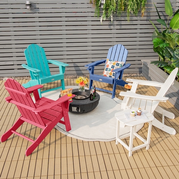 Costway Patio Adirondack Chair Weather Resistant Garden Deck W/Cup