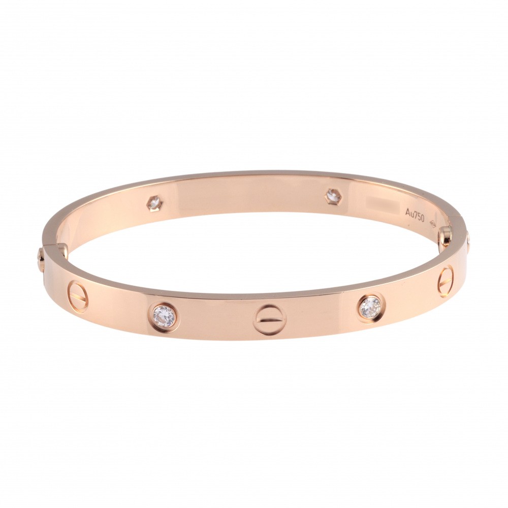 Cartier Love Half Diamond Bracelet 18K Rose Gold