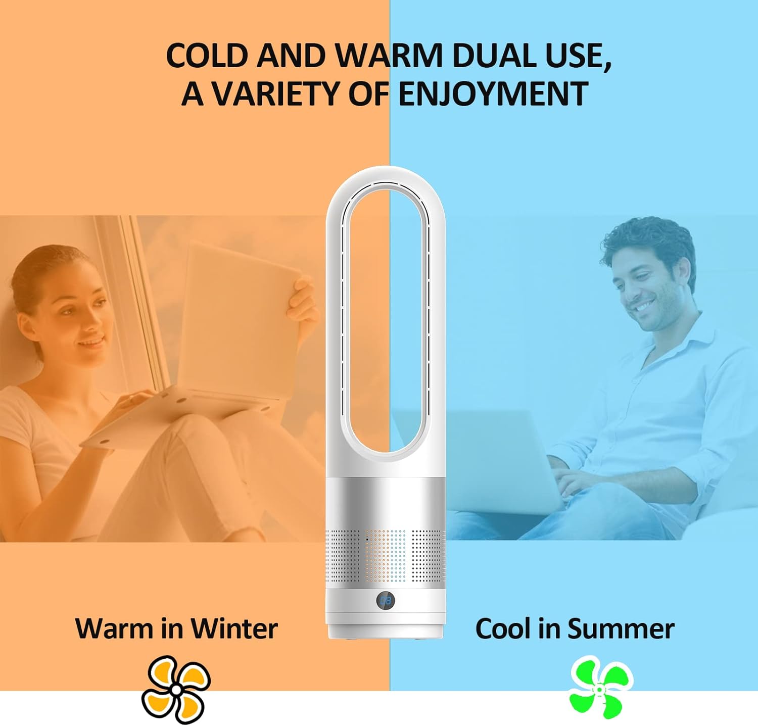 Bladeless tower fan for bedroom, kitchen, office