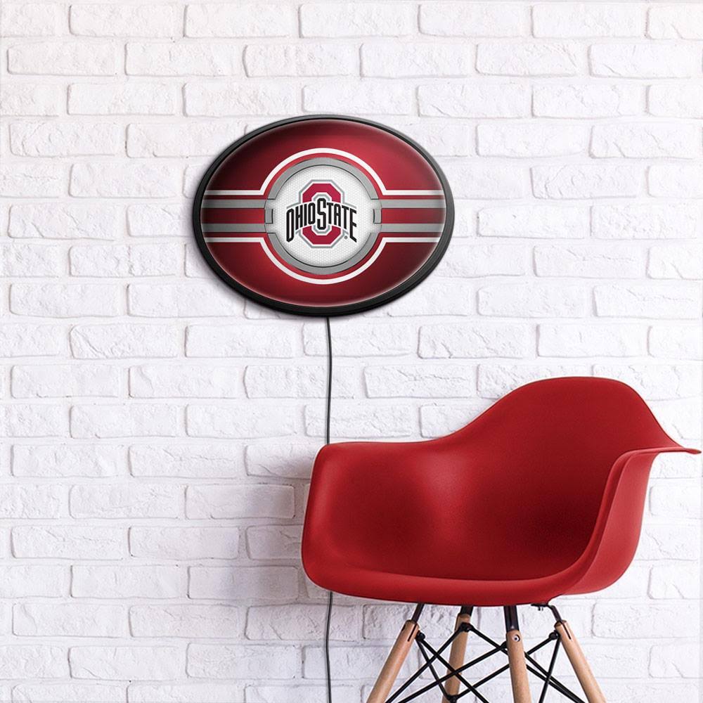 Ohio State Buckeyes Slimline LED Team Spirit Wall Sign-Oval-Primary Logo on Red