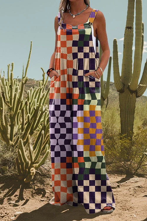 Geometric Wide Leg OverallsClistos