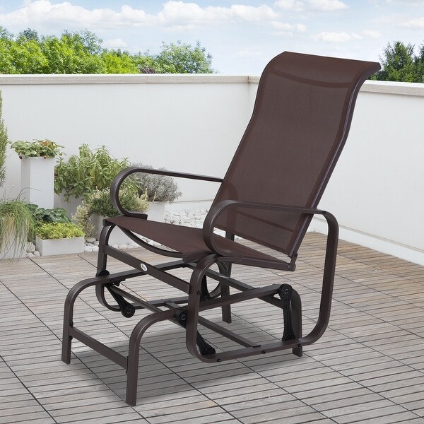 Outsunny Single Glider Brown Mesh Rocking Chair