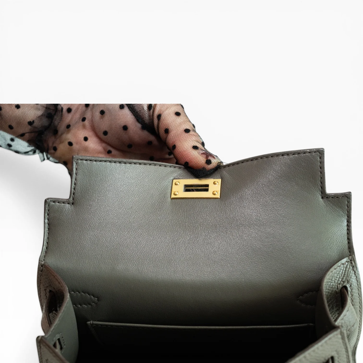 Hermès Kelly Cut Gris Asphalt Swift Gold Hardware
