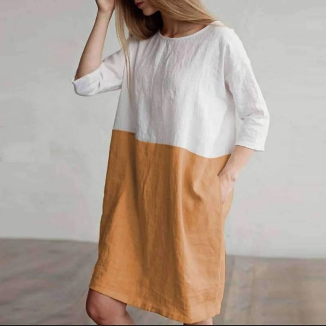 Colorblock Patchwork Tunic DressClistos