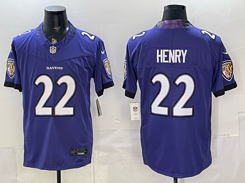Men's Baltimore Ravens Derrick Henry #22 Purple Vapor F.U.S.E. Stitched Limited Jersey