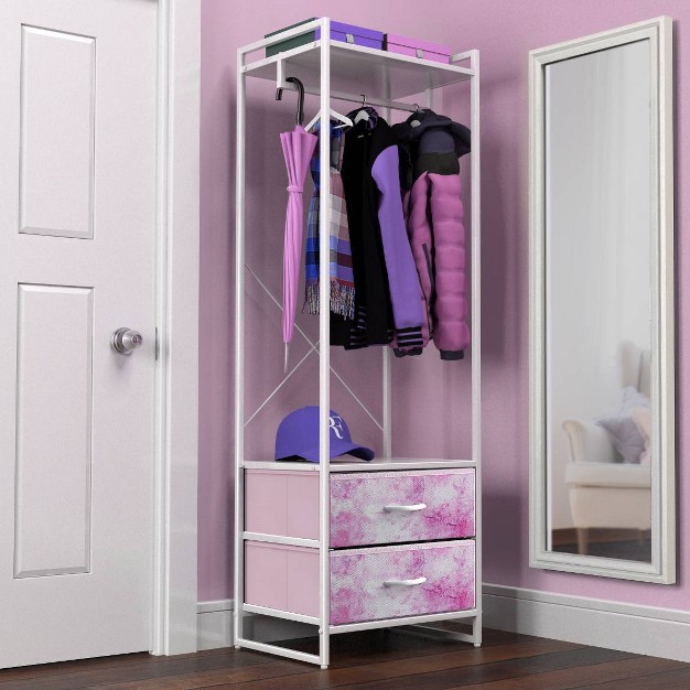Sorbus Clothing Rack With Drawers Garment Stand Dresser Pink