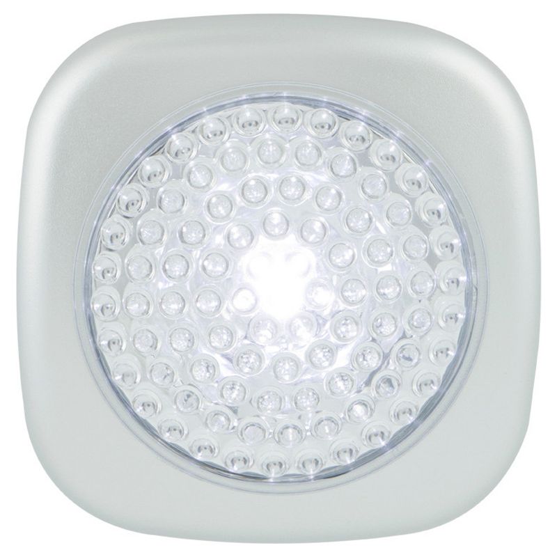 Energizer 2pk LED Tap Cabinet Lights: Battery-Powered Puck Light for Closets, Push Button, Silver, 7 Lumens