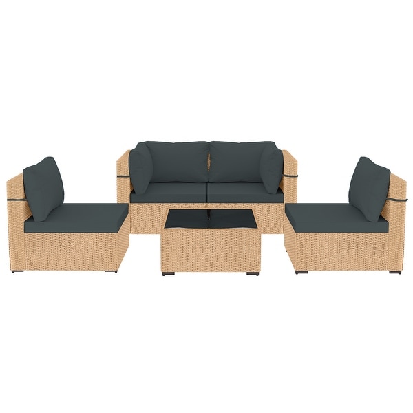 UPHA 5Piece Patio Furniture Wicker Sofa Set with Cushions
