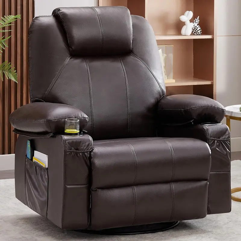 Premium Swivel Rocking Recliner – Heated & Massaging, 360° Rotation, Single-Seat Lounge Sofa