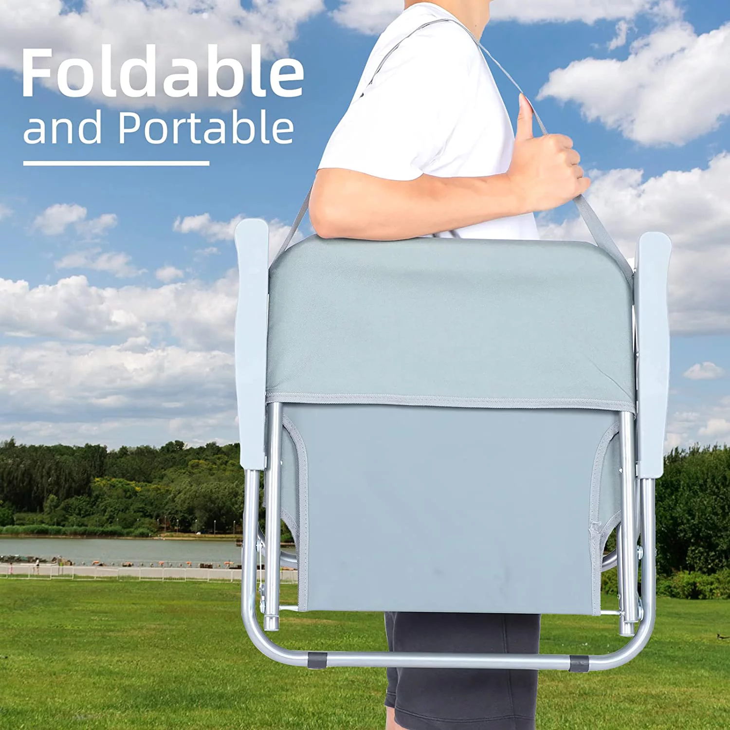 YSSOA Folding Beach Chair, Lightweight and Portable Foldable Outdoor Camping Chair , Blue
