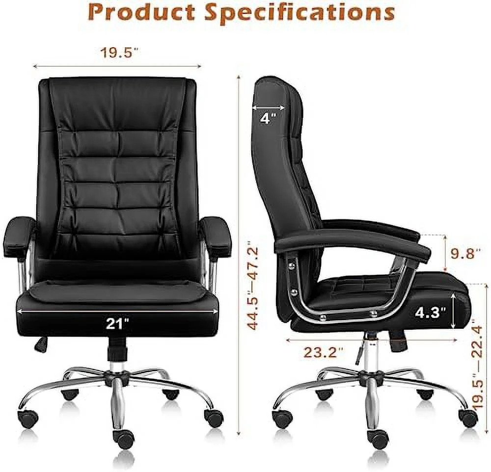 RUNFAYBIU Big and Tall Office Chair 350lbs Leather Office Chair for Heavy People High Back Executive Desk Chair Adjustable Home Office Chair with Armrest Swivel Computer Chair with Spring