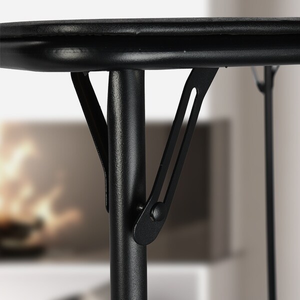 HomyLin Folding Table 33.5 inches Square Black Desk,No Assembly