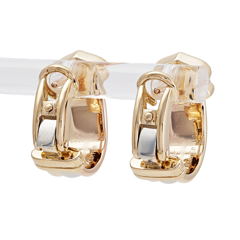 Cartier 2C Earrings Tri-Gold Diamond