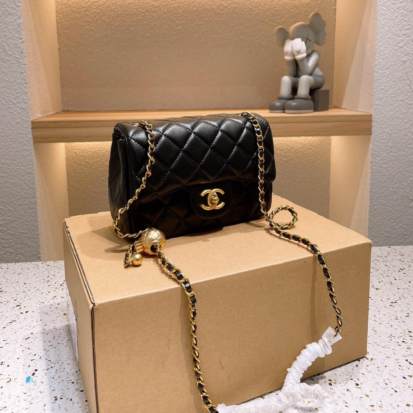 Chanel Classic Small Gold Ball Square Baguette - cnluxepick