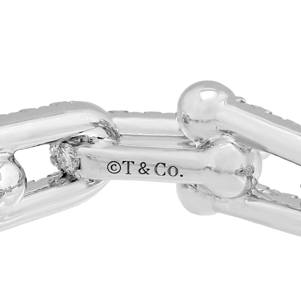 Tiffany & Co. Hardware Link Ring 18K White Gold Diamond