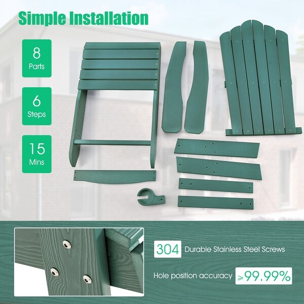 Costway Patio HIPS Adirondack Chair with Cup Holder Weather Resistant
