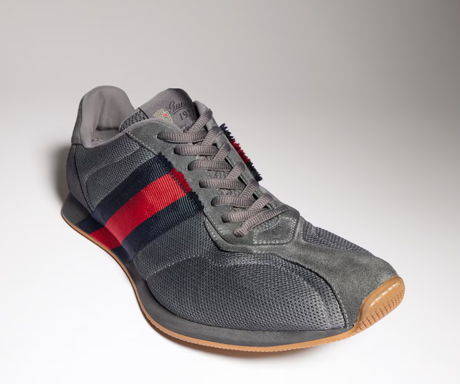Men's Gucci Tempo sneaker  dark grey mesh and suede