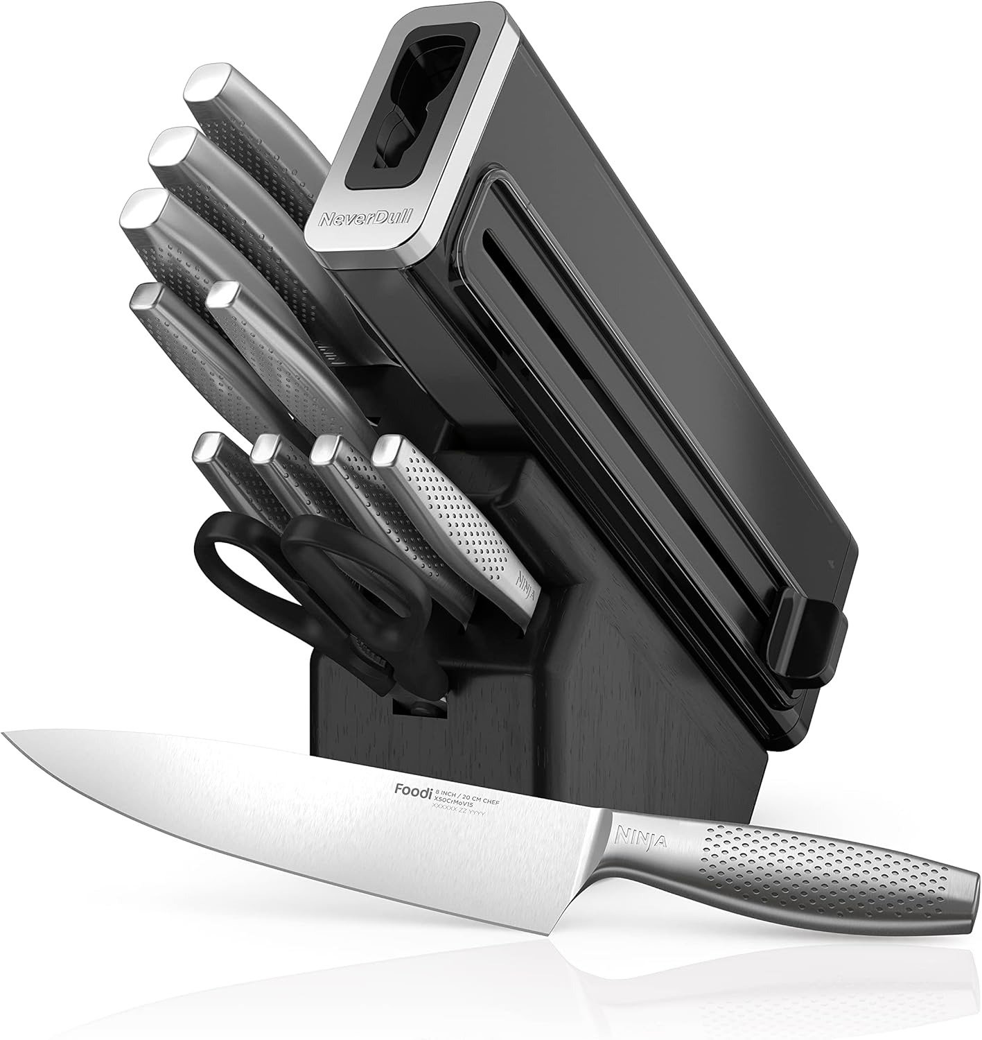 Premium 12-Piece German Stainless Steel Knife System with Built-in Sharpener, Stainless Steel/Black