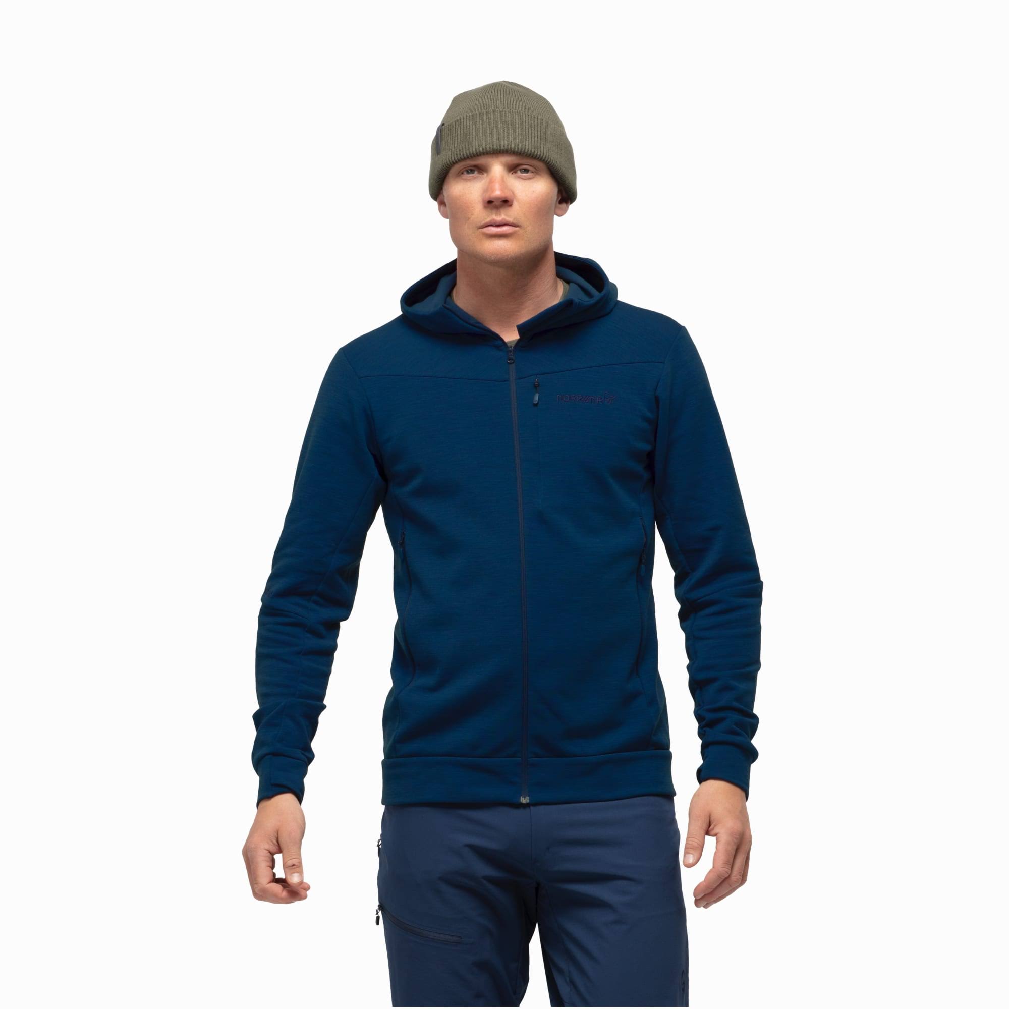 Norrona Falketind Warmwool2 Stretch Zip Hood - Men&s Indigo Night Medium 1820-20-2295-M