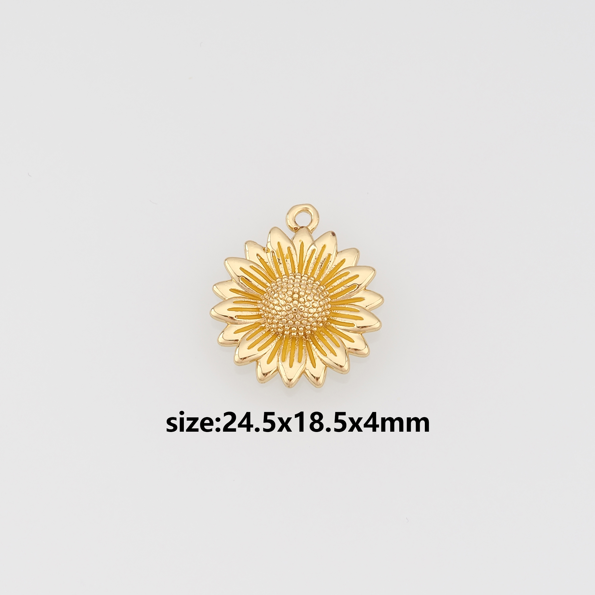 18K Gold Filled Daisy Pendant,Enamel Daisy Charm Earrings Necklace for DIY Jewelry Making Supply