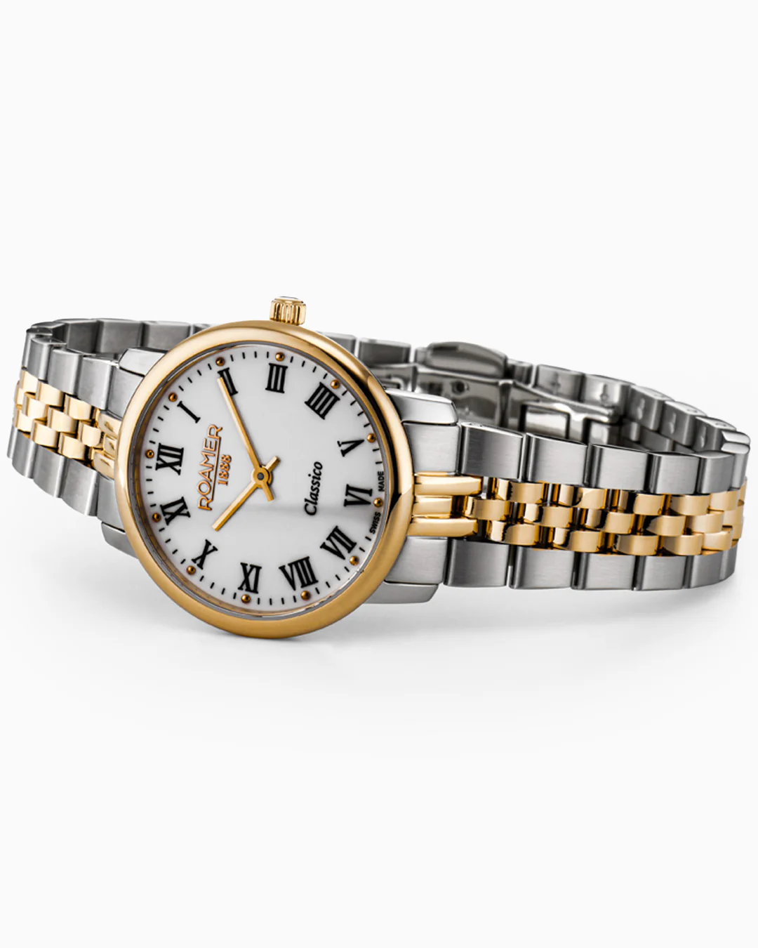Classico Ladies 30mm Quartz Two-Hand White Dial  Gold-Silver Tone Bracelet Sapphire glass Stainless Steel swiss watch