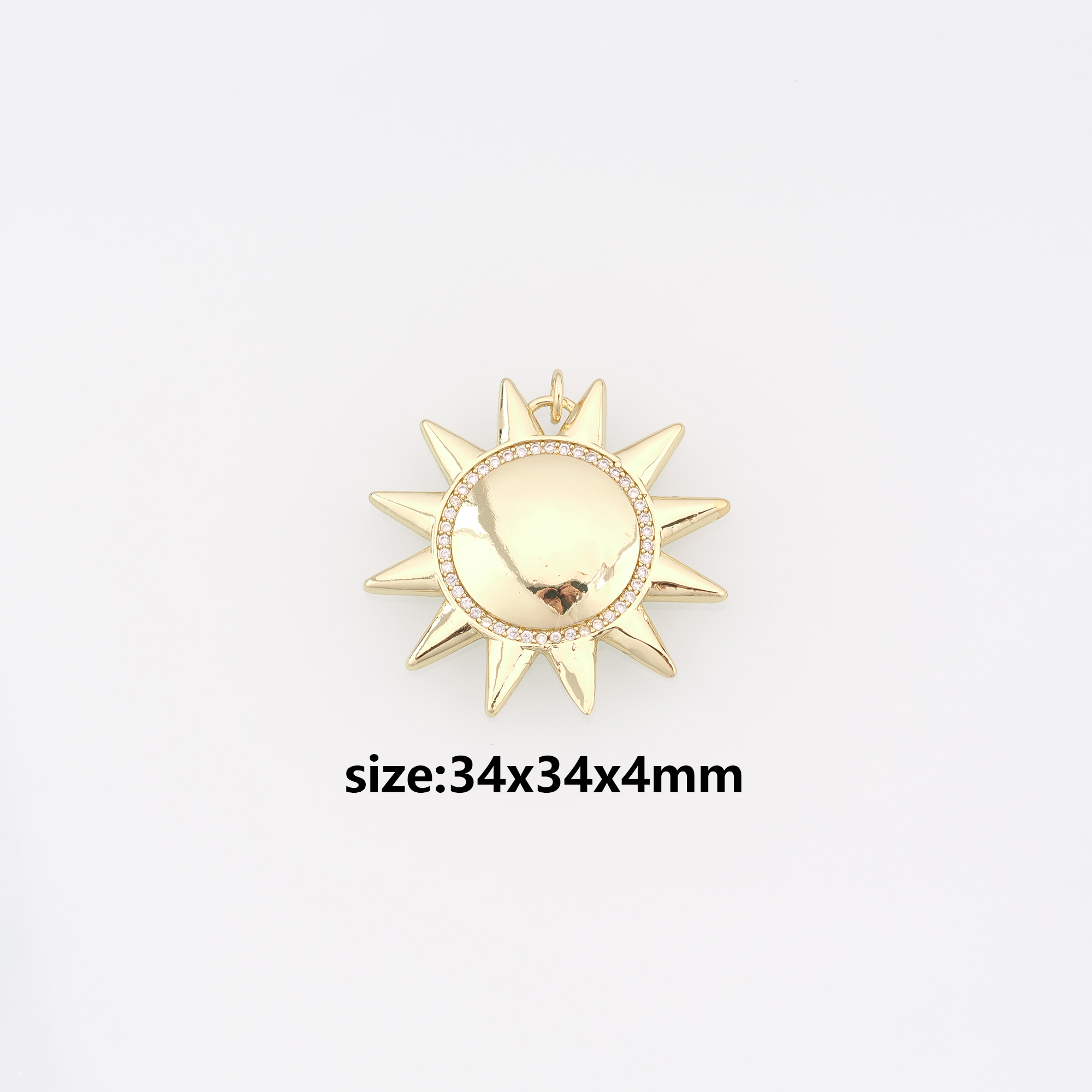 18K Gold Filled Sun Pendant,CZ Micro Pave Celestial Charm Earrings Necklace for DIY Jewelry Making Supply