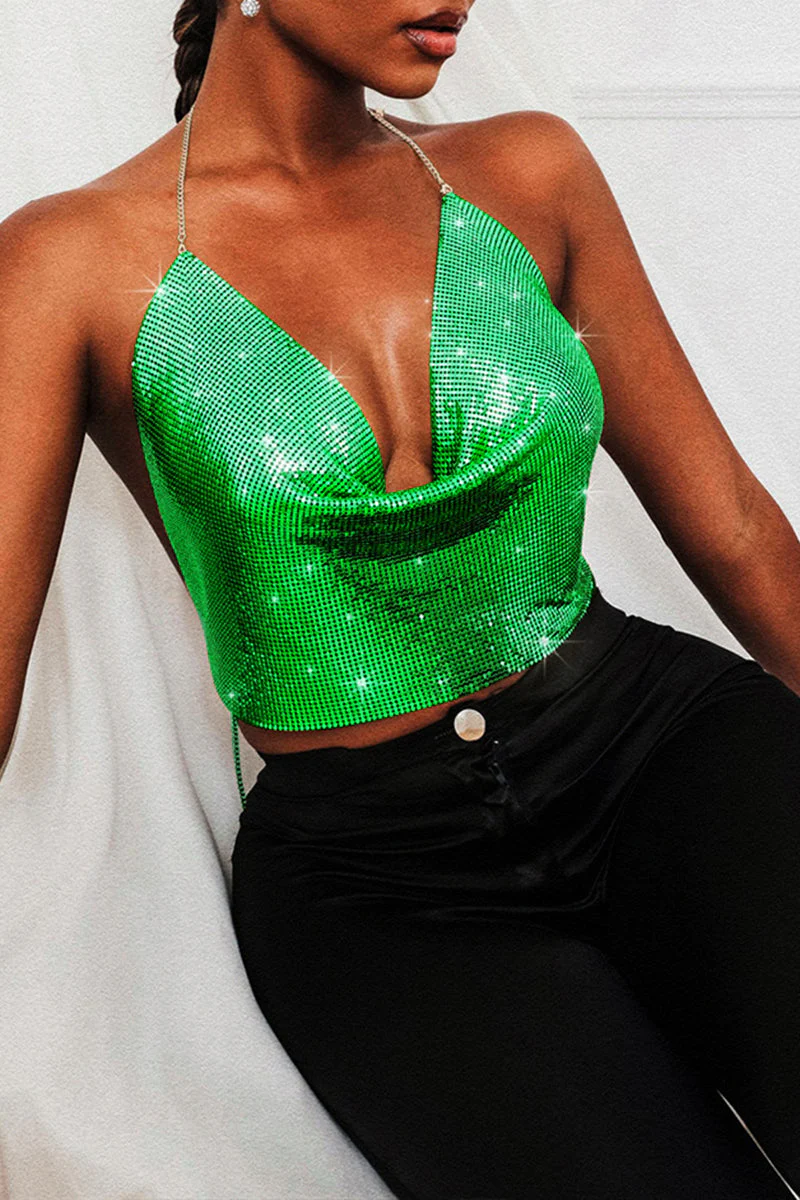 Halter Sequin Crop TopClistos