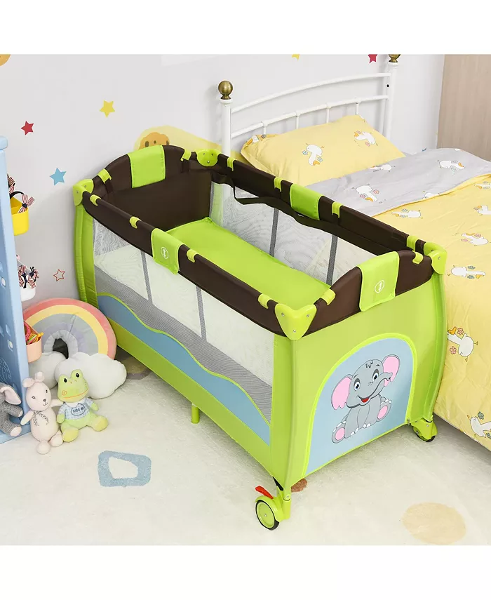 Costway Baby New Baby Crib Playpen Playard Pack Travel Bassinet Bed Foldable