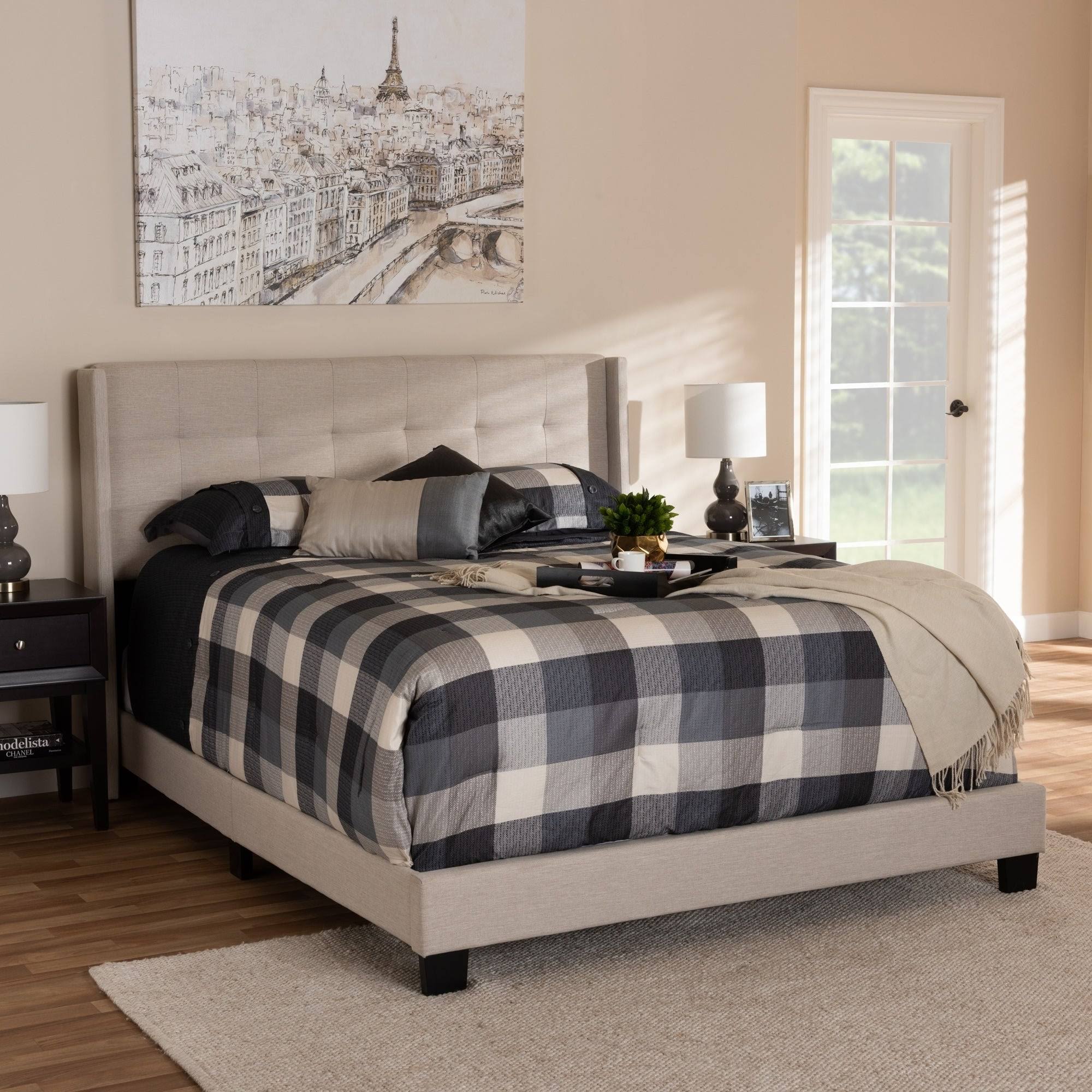 Baxton Studio Contemporary Fabric Bed by Charcoal King, Gray