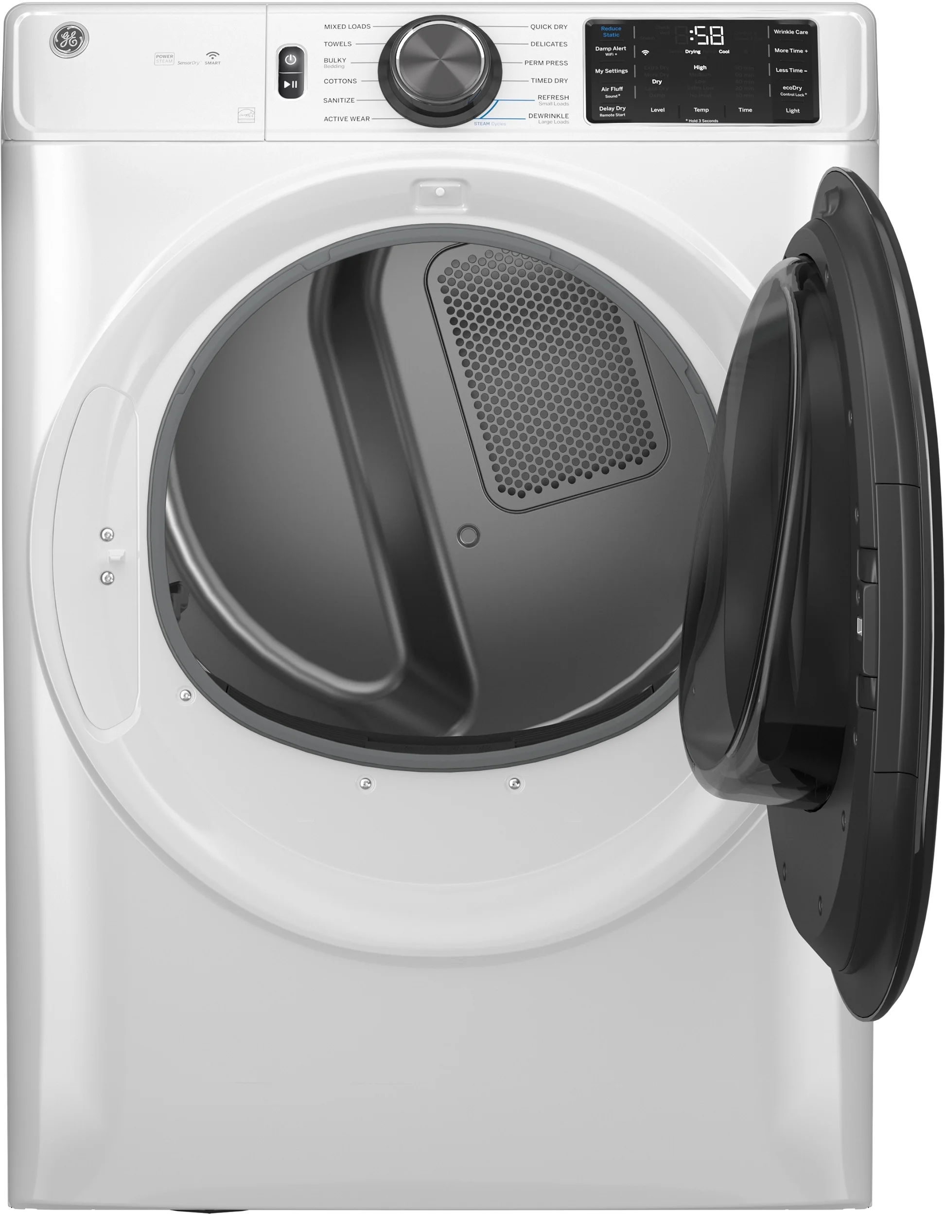 GE 28 Inch Wide Gas Dryer 7.8 CuFt with Steam and Sanitize 32 Inch Depth GFD65GSSVWW