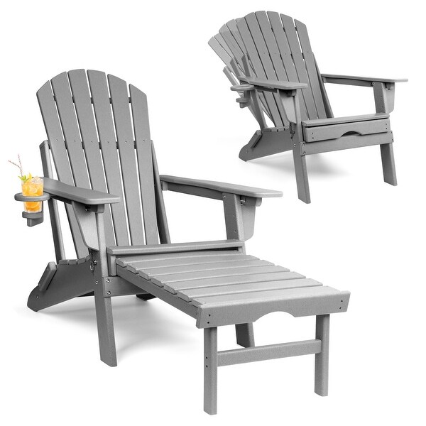 Vrakae Folding and Adjustable Adirondack Chair with Ottoman