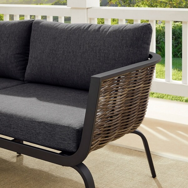 Renton Black Wicker Loveseat