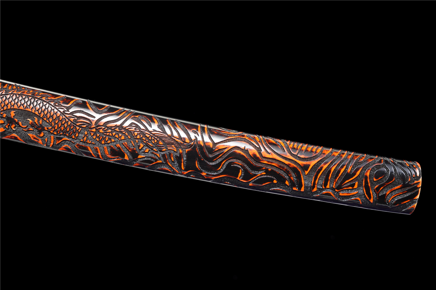 Handmade Katana Damascus Sanmai Blue Blade Dragon Scale Tsuba Full Tang