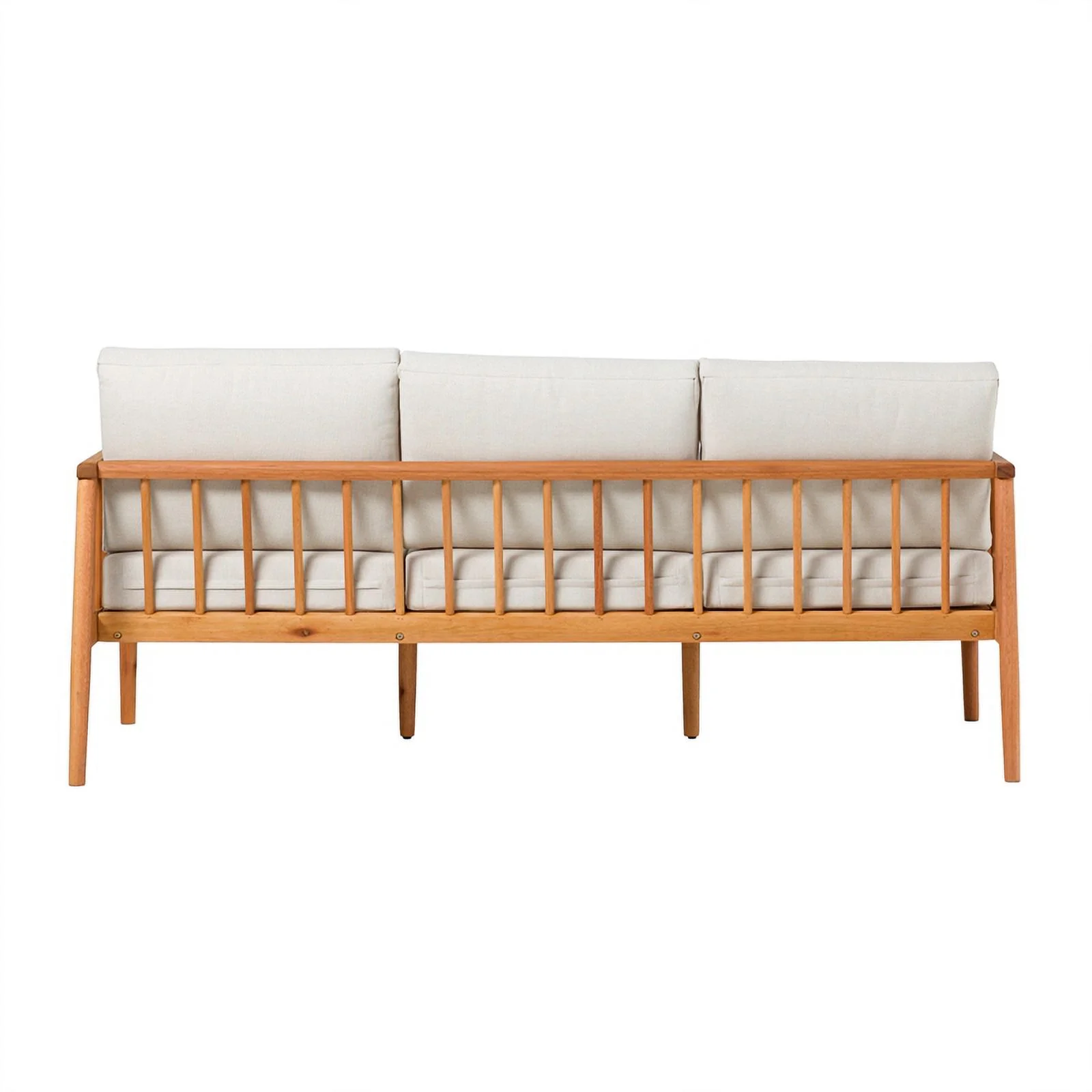 Modern Outdoor Solid Wood Spindle Style Triple Lounge - Natural