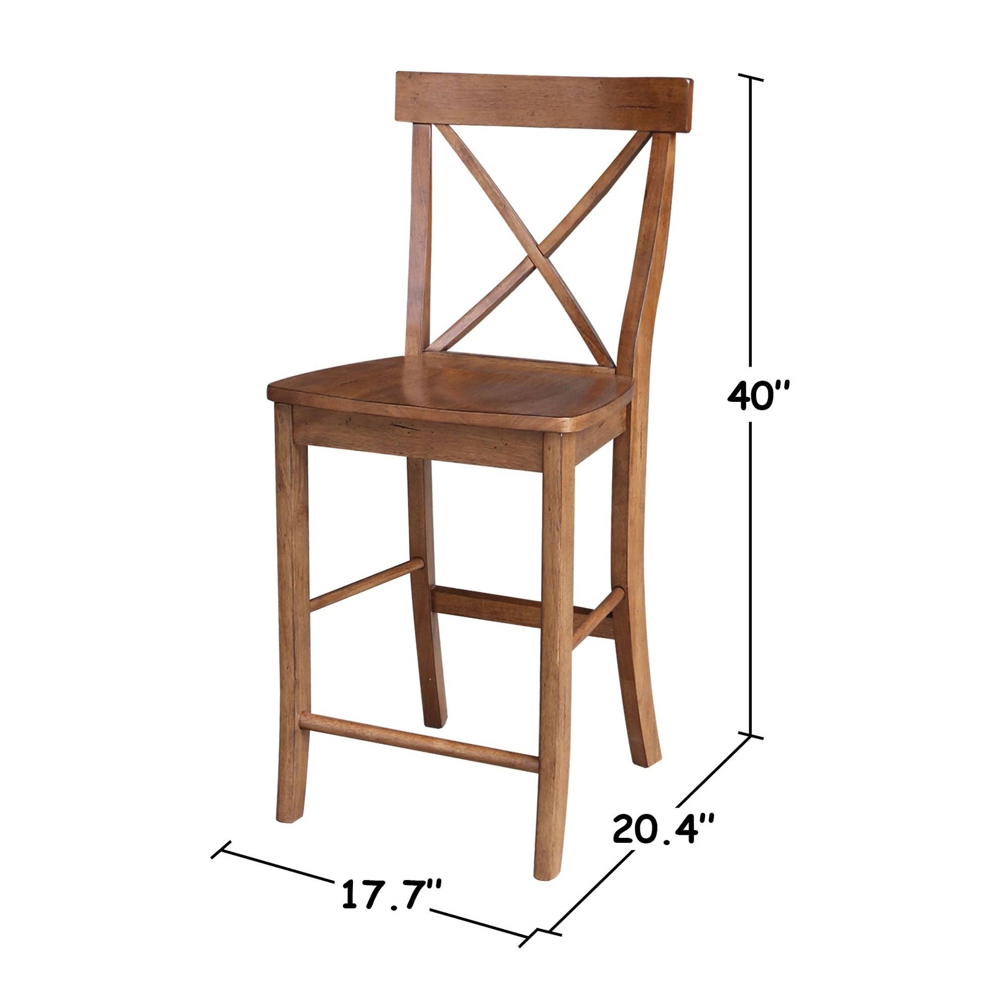International Concepts S42-6132 24 in. X-Back Counter Height Stool - Distressed Oak
