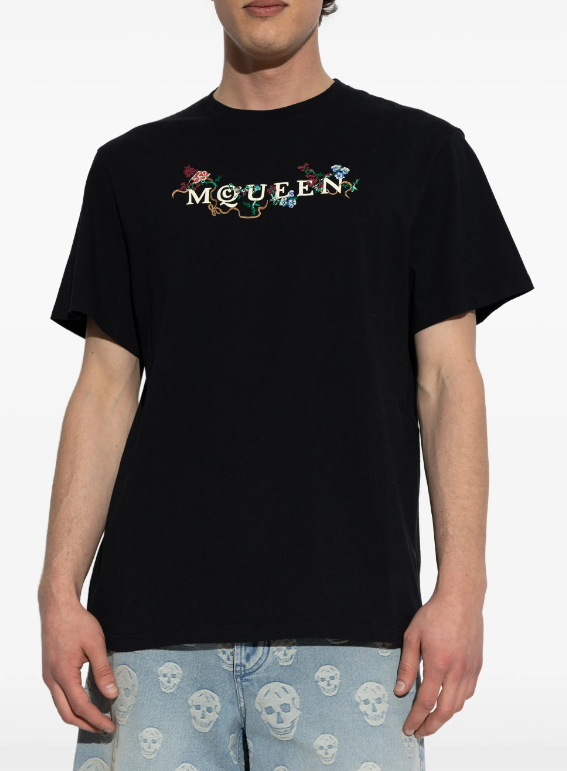 Alexander McQueen logo-print embroidered T-shirt