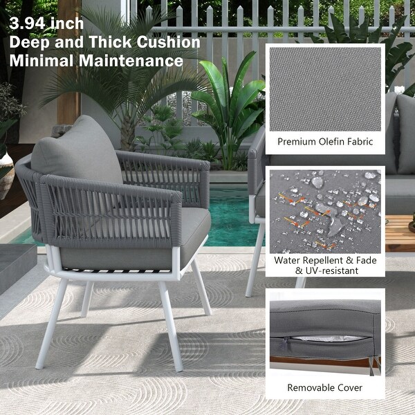 4pcs Lounge Chair Sets Patio Conversation Set Accent Single Sofa