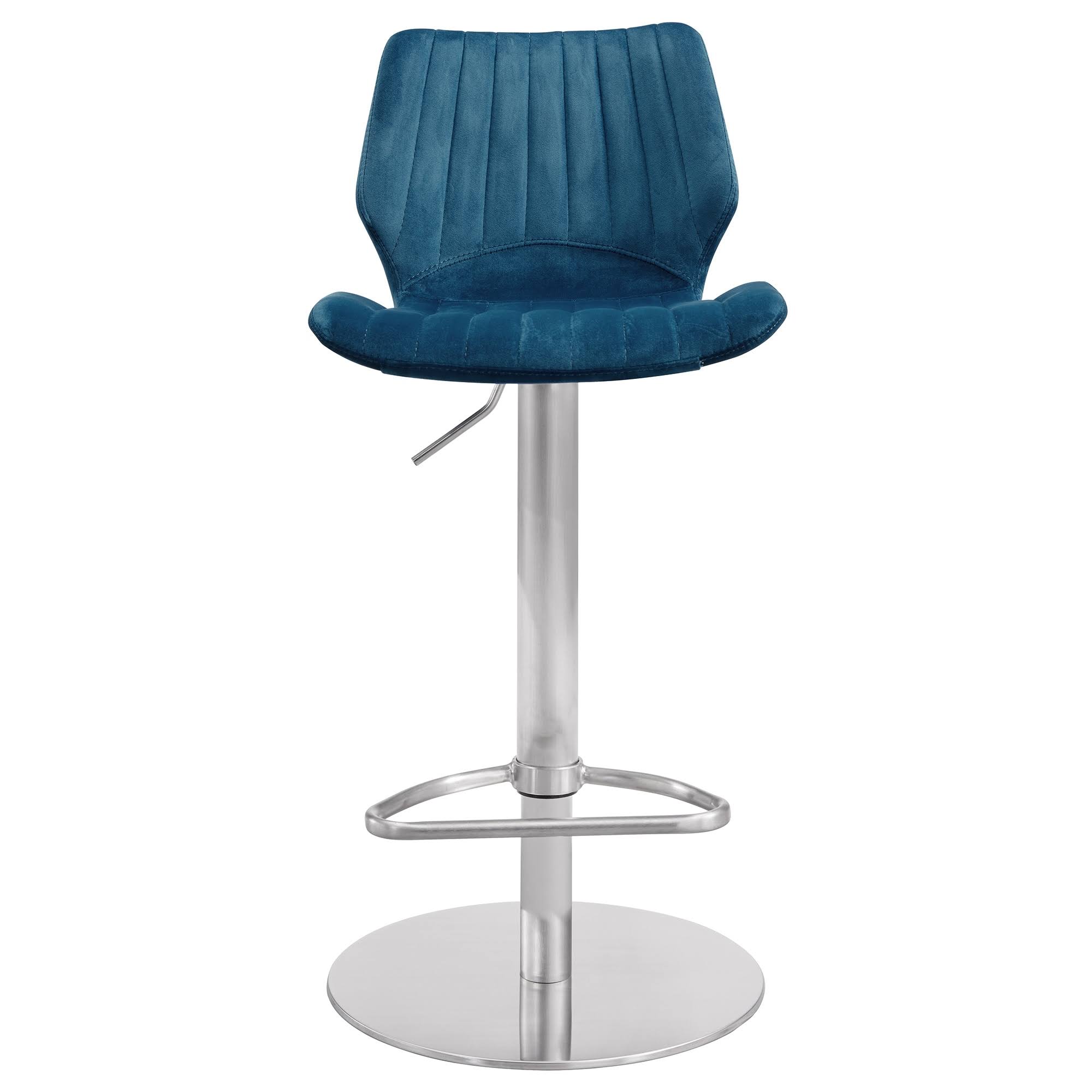 Armen Living Oneida Adjustable Velvet and Brushed Stainless Steel Bar and Counter Stool - Pink