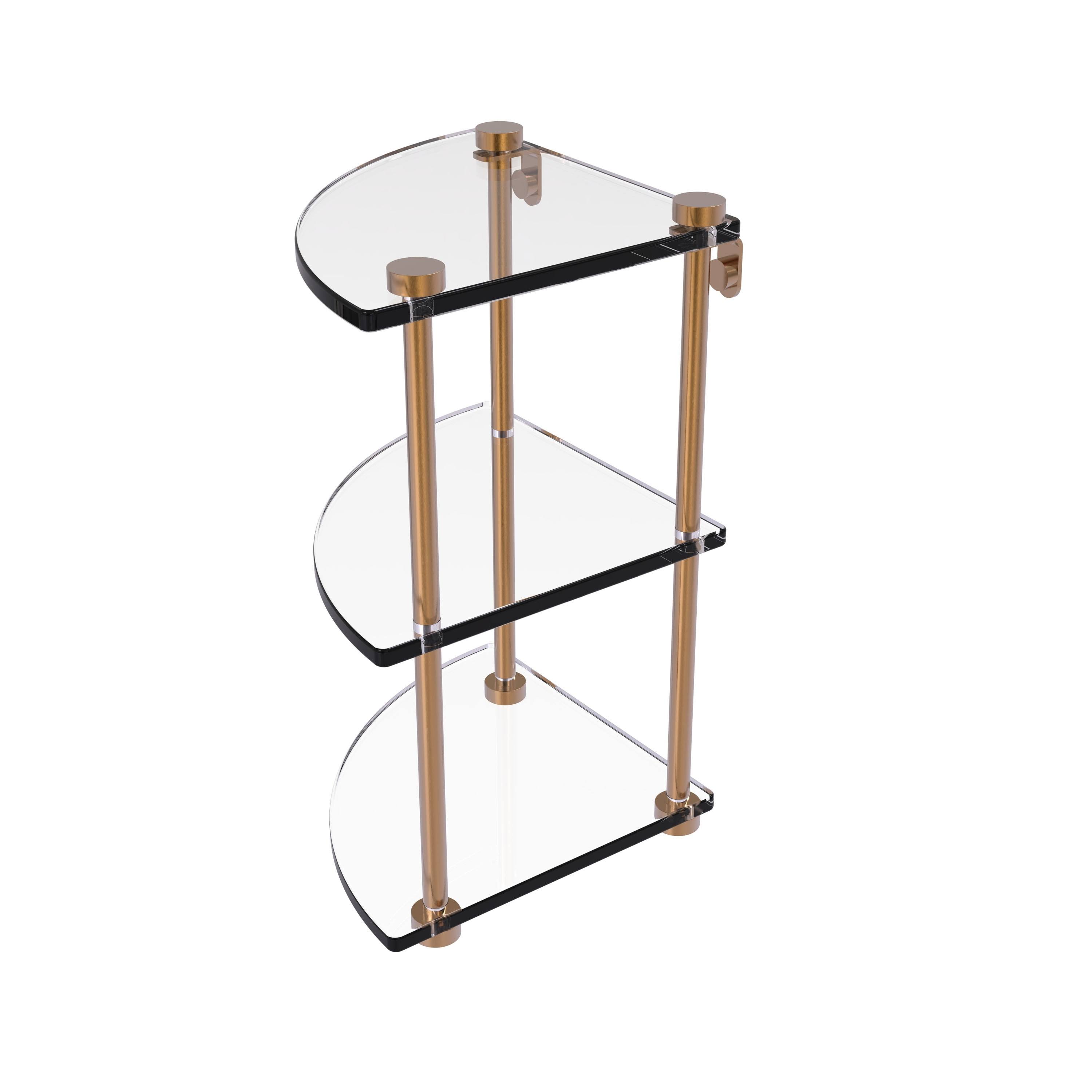 Allied Brass Three Tier Corner Glass Shelf - Matte Gray